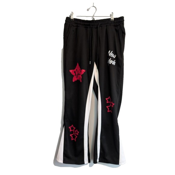 Unbranded Pants - Unisex Flare Sweatpants With Pockets & Drawstring Black Size L